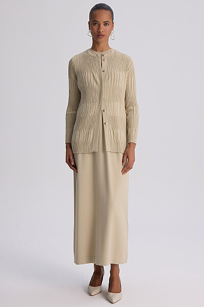 Knitted Dress Cardigan Set Almond Green 
