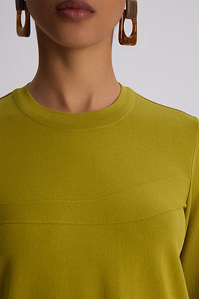  Kendinden Desenli Triko Etek Olive - 5