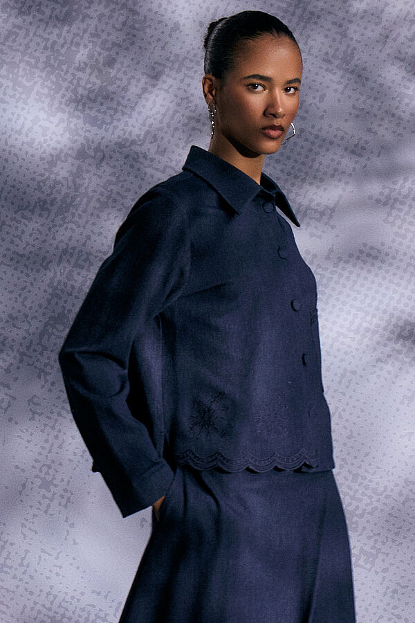 Çan Kesim Denim Etek Lacivert - 2