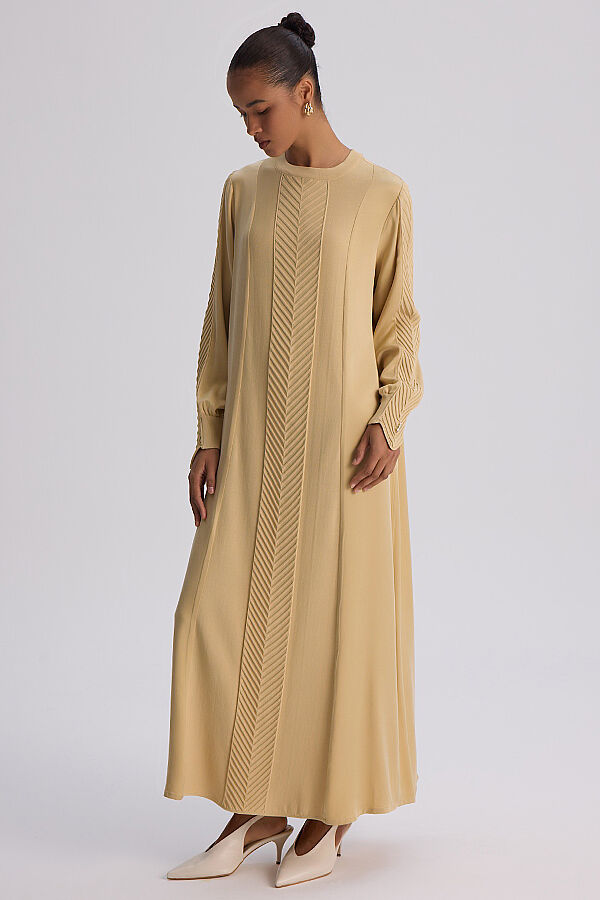 Balıksırtı Detaylı Uzun Elbise Craft - 3
