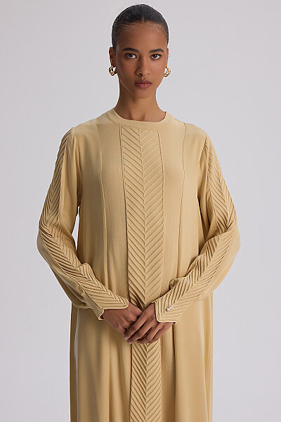 Balıksırtı Detaylı Uzun Elbise Craft - 5