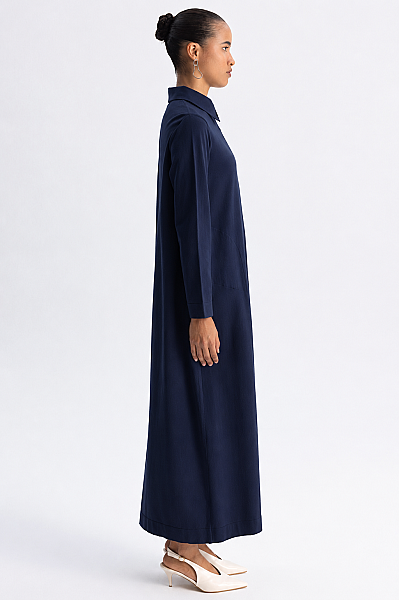 Gömlek Yaka Touch Me Elbise Lacivert - MISS DALIDA (1)