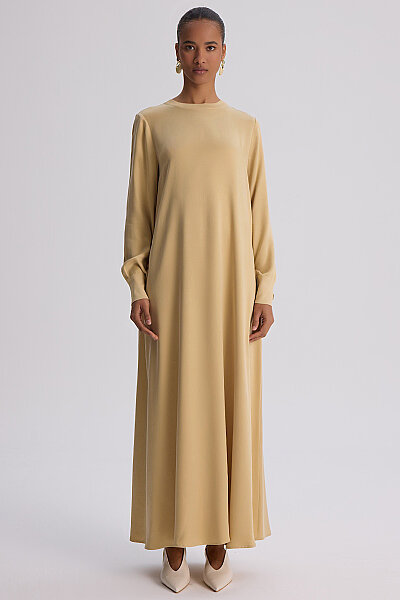 A Kesim Bisiklet Yaka Uzun Elbise Craft - MISS DALIDA