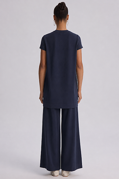  Kısa Kollu Basic Triko Tunik Lacivert - 3