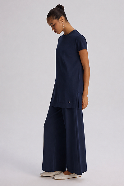  Kısa Kollu Basic Triko Tunik Lacivert - 4