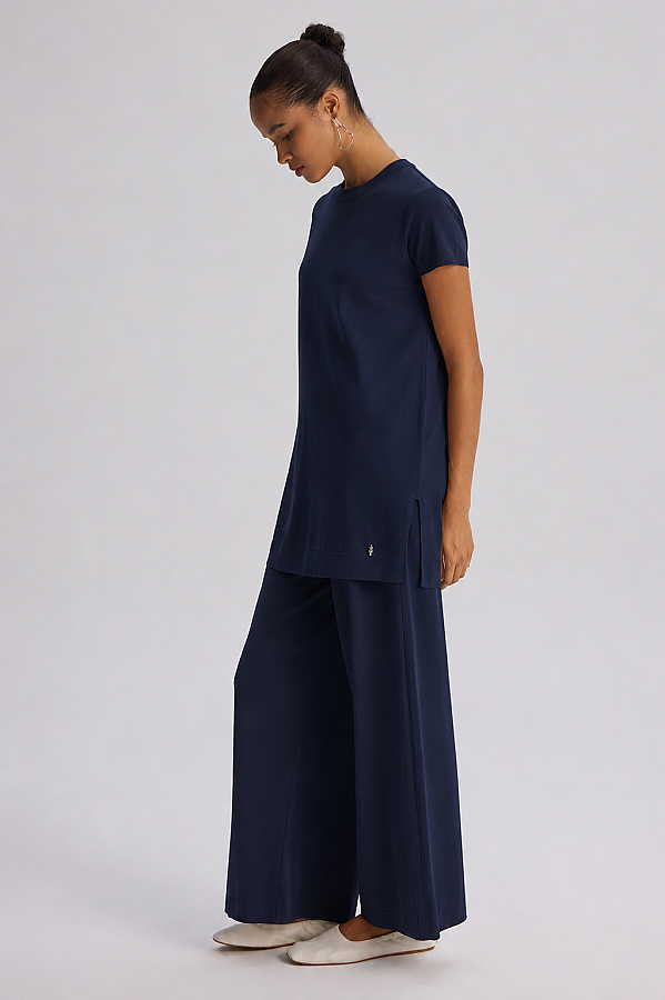  Kısa Kollu Basic Triko Tunik Lacivert - 4