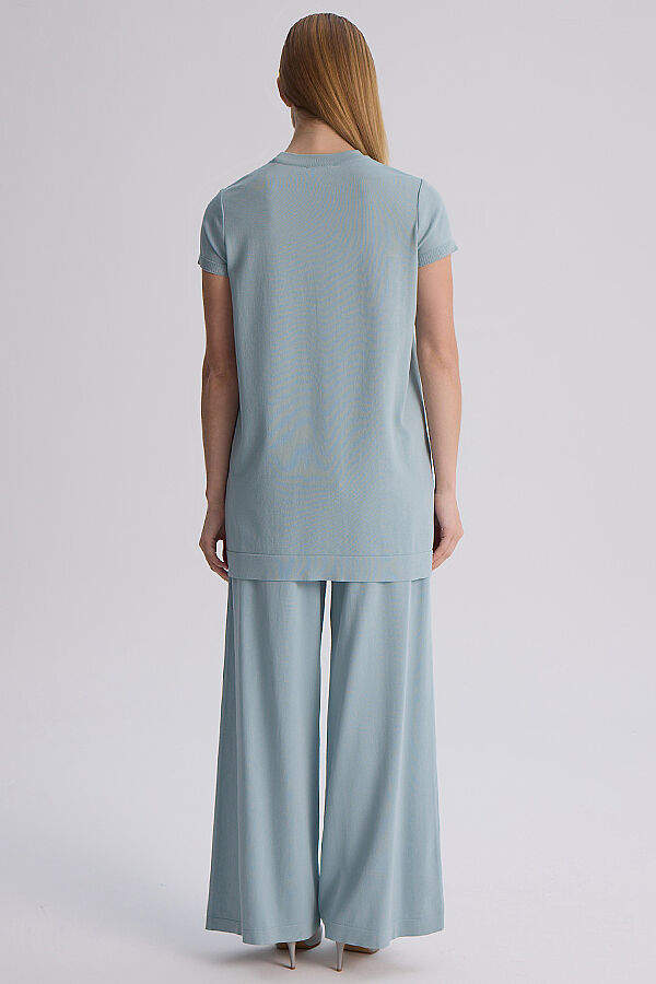  Kısa Kollu Basic Triko Tunik Nil Yeşili - 7