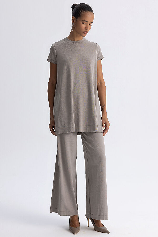  Kısa Kollu Basic Triko Tunik Taş - 2