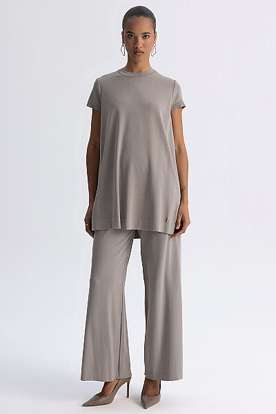  Kısa Kollu Basic Triko Tunik Taş - 3