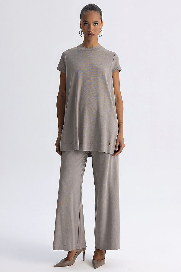  Kısa Kollu Basic Triko Tunik Taş - 3