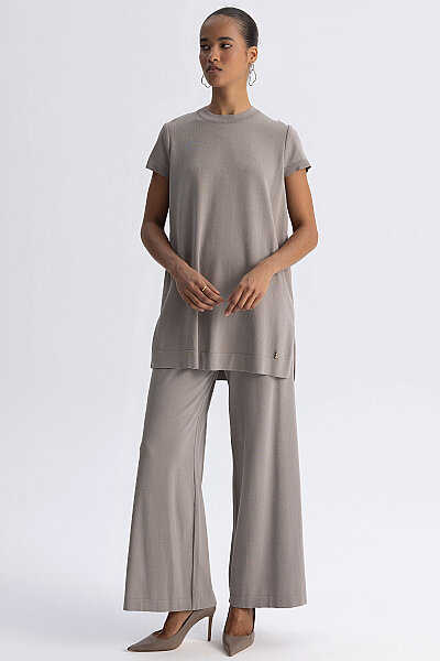  Kısa Kollu Basic Triko Tunik Taş - 4