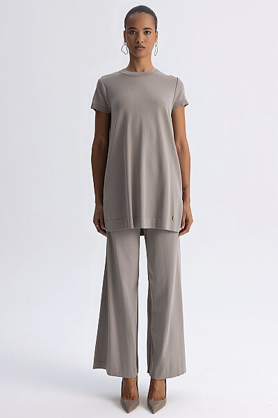 Kısa Kollu Basic Triko Tunik Taş - 7