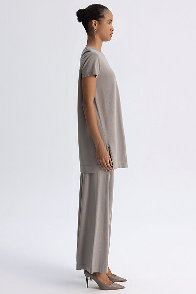  Kısa Kollu Basic Triko Tunik Taş - 8
