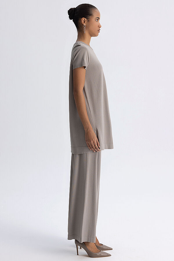  Kısa Kollu Basic Triko Tunik Taş - 8