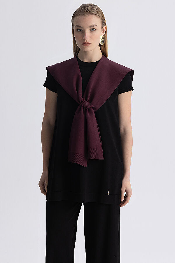  Kısa Kollu Basic Triko Tunik Siyah - 3