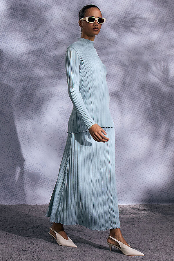Fitilli Dik Yaka Tunik Nil Yeşili - 12