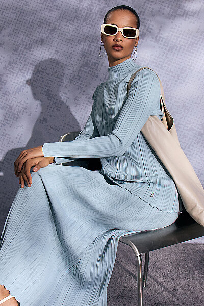 Fitilli Dik Yaka Tunik Nil Yeşili - 34