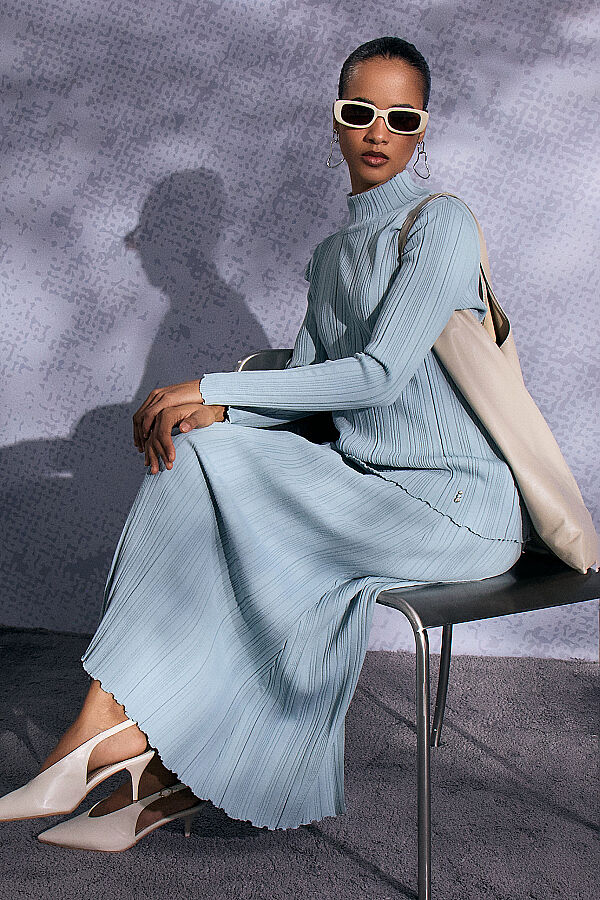 Fitilli Dik Yaka Tunik Nil Yeşili - 35