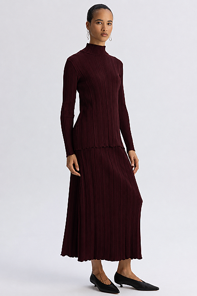 Fitilli Dik Yaka Tunik Bordo - MISS DALIDA