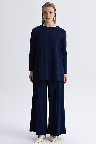  Yuvarlak Yaka Basic Tunik Lacivert - MISS DALIDA