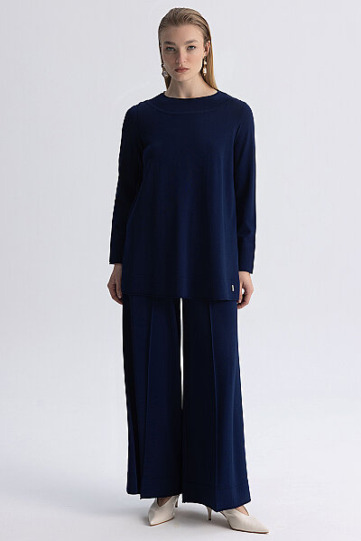  Yuvarlak Yaka Basic Tunik Lacivert - MISS DALIDA (1)