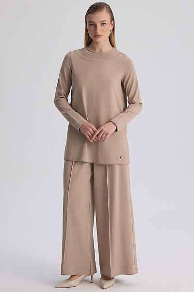  Yuvarlak Yaka Basic Tunik Vizon - MISS DALIDA (1)