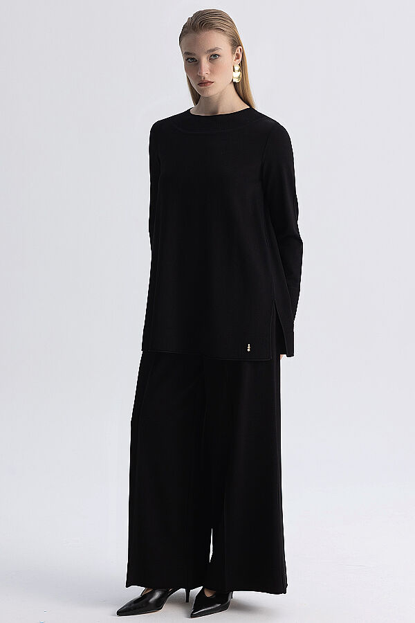  Yuvarlak Yaka Basic Tunik Siyah - 3