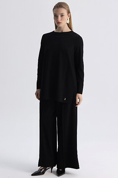  Yuvarlak Yaka Basic Tunik Siyah - MISS DALIDA