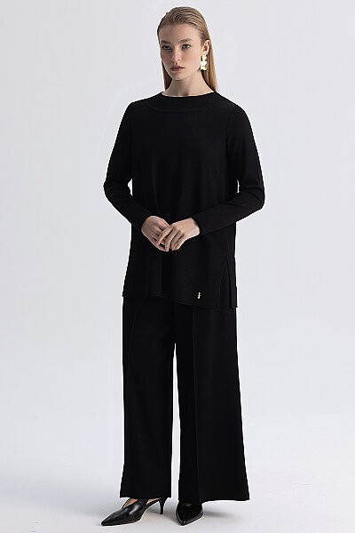  Yuvarlak Yaka Basic Tunik Siyah - MISS DALIDA (1)