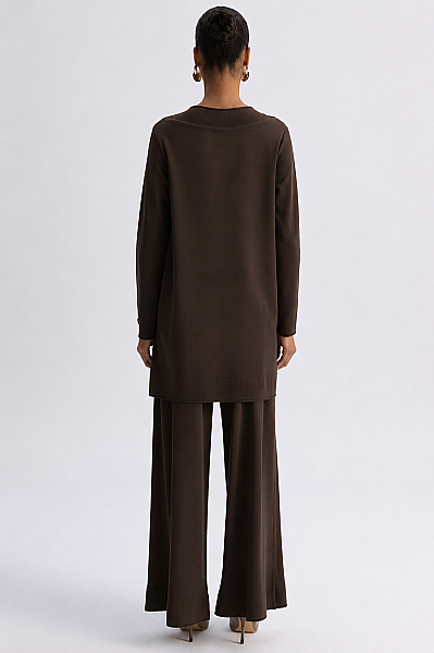  Yuvarlak Yaka Basic Tunik Kahverengi - 4