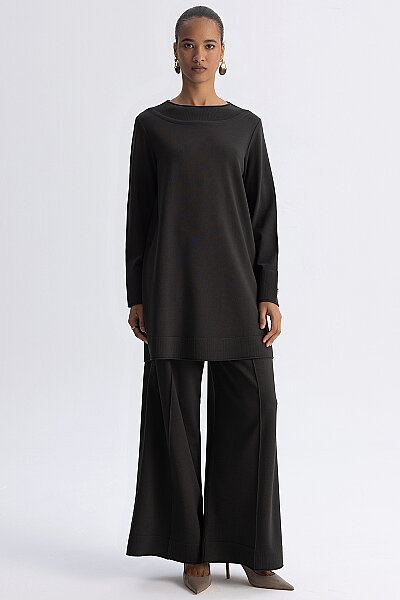  Yuvarlak Yaka Basic Tunik Haki - MISS DALIDA