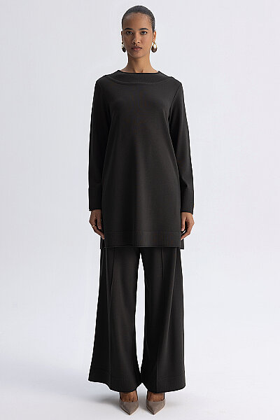  Yuvarlak Yaka Basic Tunik Haki - 6