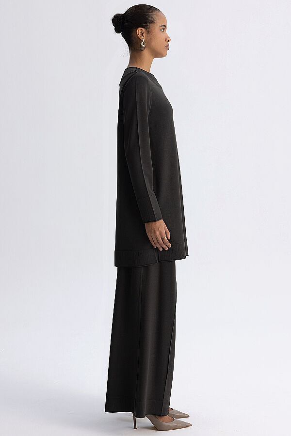  Yuvarlak Yaka Basic Tunik Haki - 7
