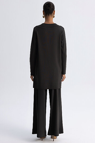  Yuvarlak Yaka Basic Tunik Haki - 8