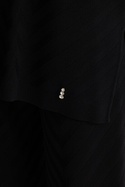 Zigzag Desenli Triko Tunik Siyah - 3