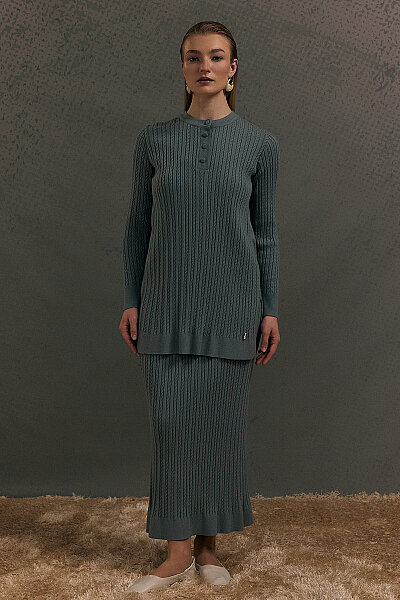  Yuvarlak Yaka Saç Örgü Touch Me Tunik Mint - 6
