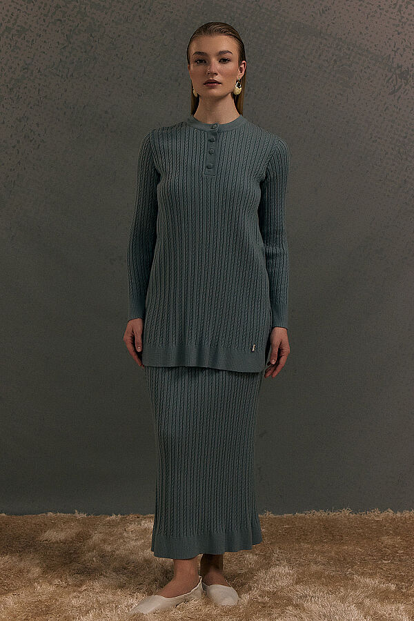  Yuvarlak Yaka Saç Örgü Touch Me Tunik Mint - 6