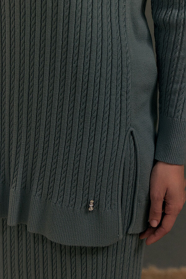  Yuvarlak Yaka Saç Örgü Touch Me Tunik Mint - 8
