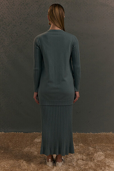  Yuvarlak Yaka Saç Örgü Touch Me Tunik Mint - 9