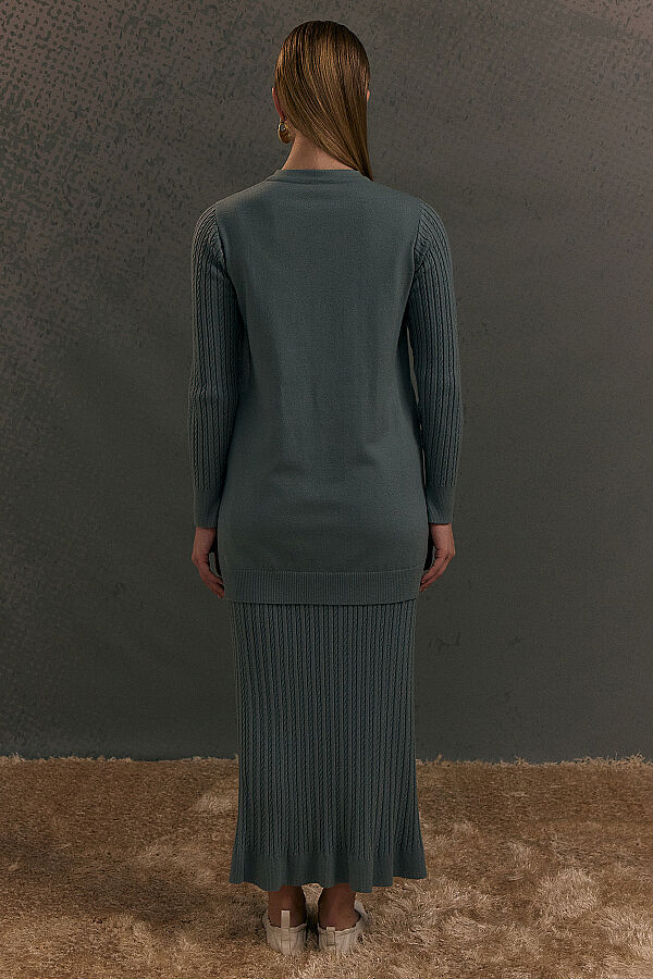  Yuvarlak Yaka Saç Örgü Touch Me Tunik Mint - 9