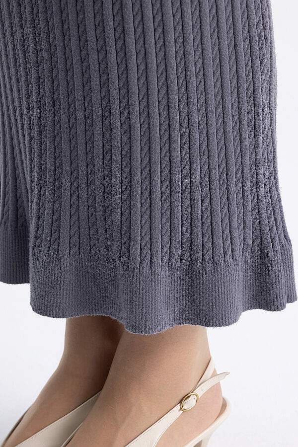  Yuvarlak Yaka Saç Örgü Touch Me Tunik Kurşun - 9