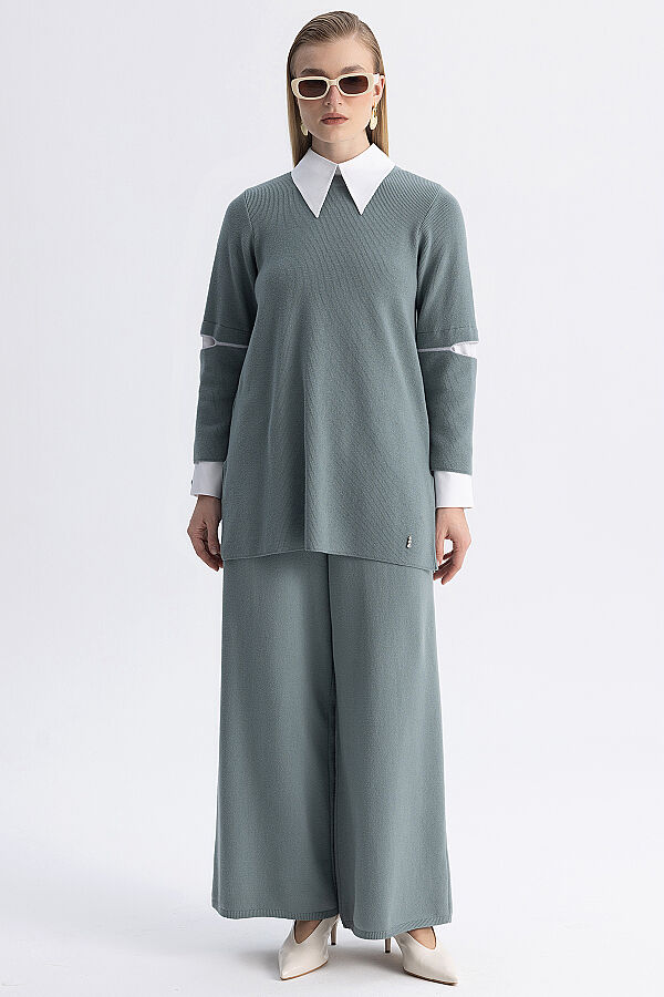 Manşet Detaylı Triko Tunik Mint - 1