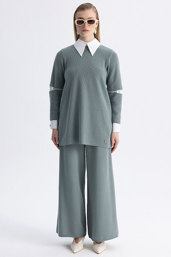 Manşet Detaylı Triko Tunik Mint - 4