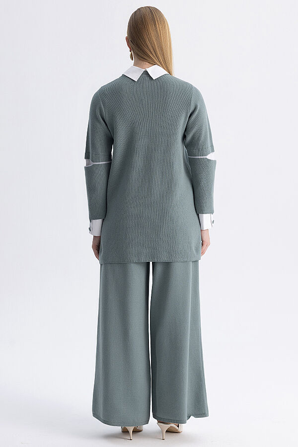 Manşet Detaylı Triko Tunik Mint - 7