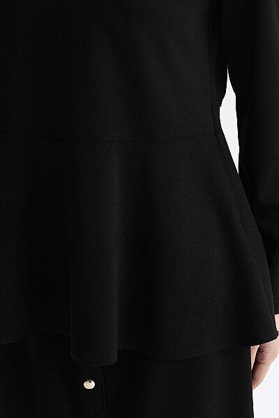 Basic Kesim Volan Detaylı Tunik Siyah - 4