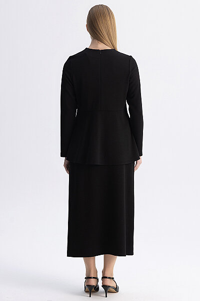 Basic Kesim Volan Detaylı Tunik Siyah - 7