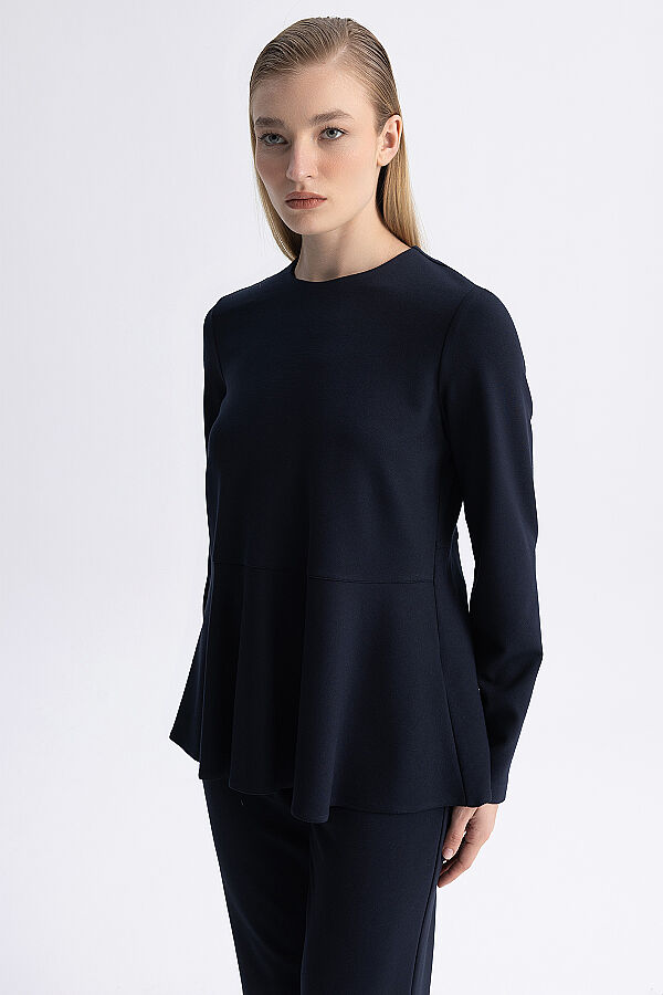 Basic Kesim Volan Detaylı Tunik Lacivert - 4