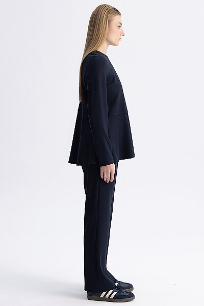 Basic Kesim Volan Detaylı Tunik Lacivert - 6