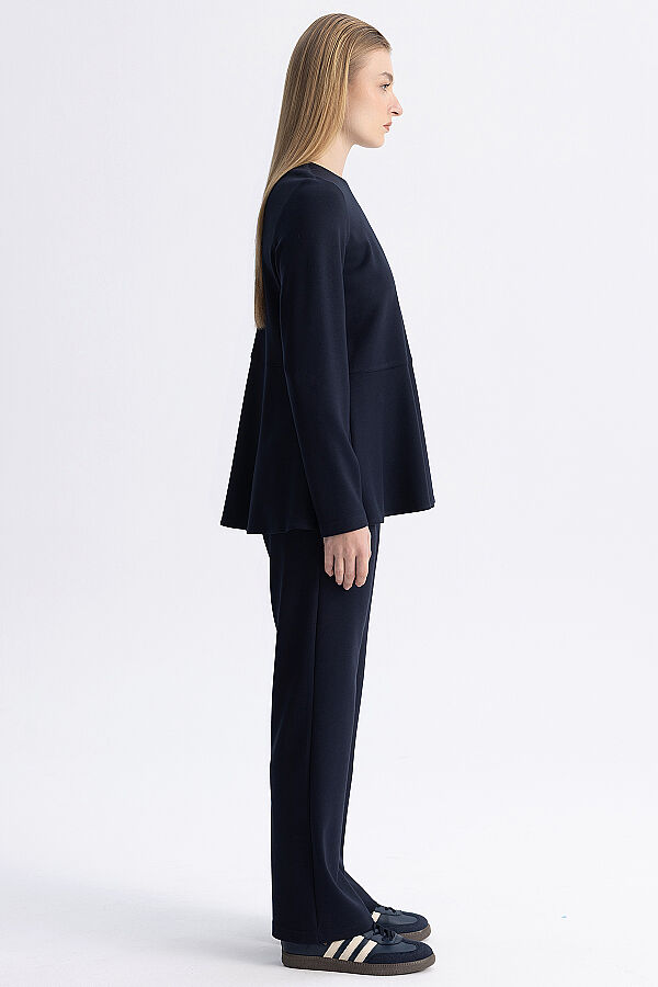 Basic Kesim Volan Detaylı Tunik Lacivert - 6