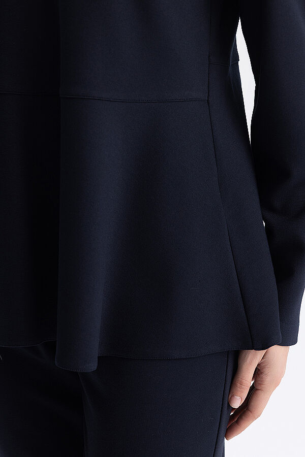 Basic Kesim Volan Detaylı Tunik Lacivert - 8